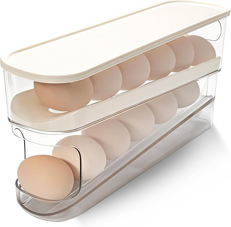 Virmate Rolling Egg Holder for Fridge, Egg Dispenser for Refrigerator, Automatic Rolling Storage Container for Countertop, Kitchen & Outdoor Use (3.35"x3.74"x11.02") 1 Pack - Image 1
